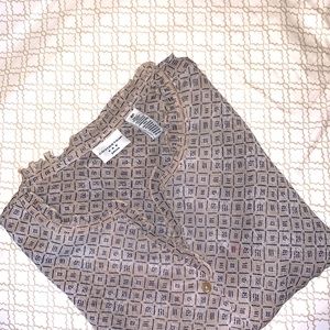 Womens Tan Patterned Covington Georgette Blouse Top
